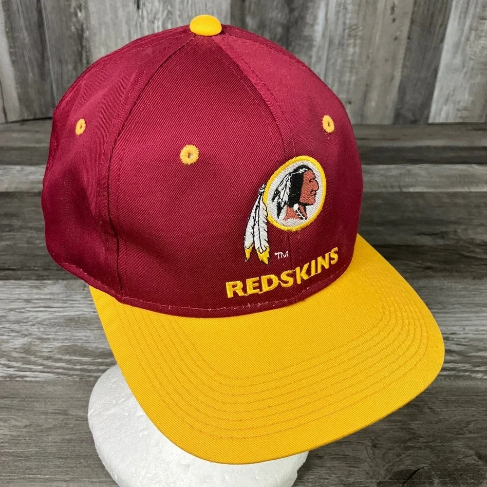 Vintage Washington Redskins Youngan Snapback Hat NFL Burgundy Gold Flat Brim VTG